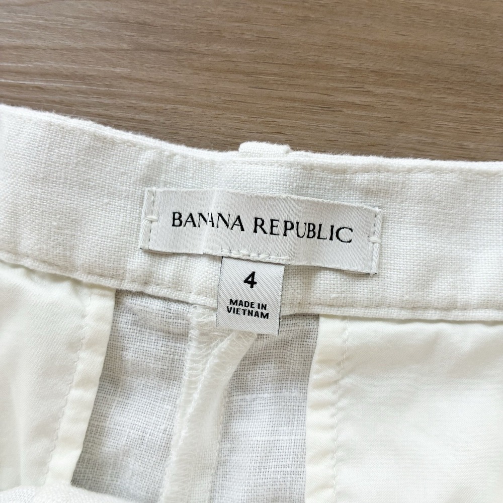 Banana Republic High Rise Wide Leg 100% Linen Cream Ivory White Pants Size 4 - Picture 5 of 6